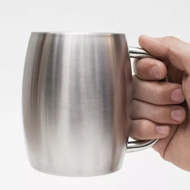 Stainless Metal Coffee Mug Double Wall Insulated Cup with Lid Shatterproof