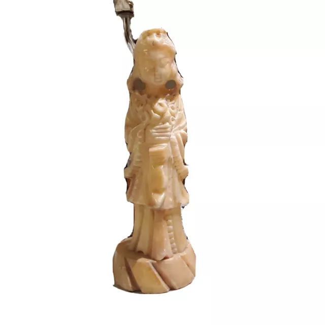 Antique Soap Stone Hand Carved Chinese Female Figurine Lamp