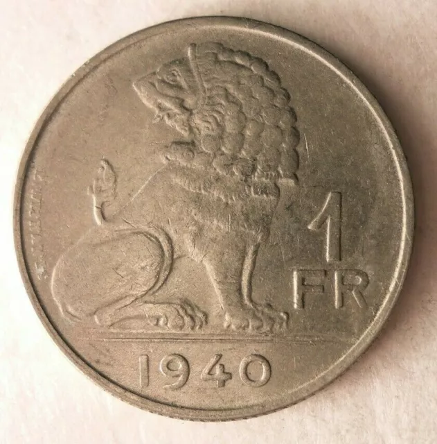 1940 BELGIUM FRANC - Excellent Coin - Free Ship - Premium Vintage Bin #25