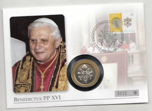 Ersttagsbrief #3032 mit Medaille Papst Benedikt 2005 Nr.6/4/20