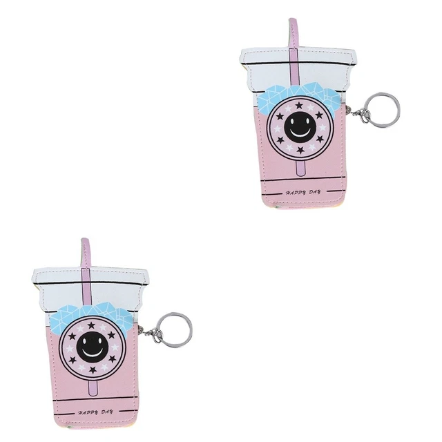 2 piezas Bebidas Cuero Bolsa Monedas Bebidas Forma Cambio Cartera Creativa