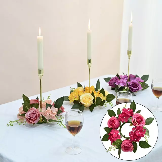 7.87in Artificial Floral Pillar Candle Rings Wreath Halloween Tabletop Festival