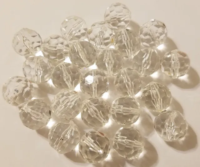 Menge Von 25 Rund 16mm Kristall Klar Schimmernd Prism Acryl Plastik Craft Perlen