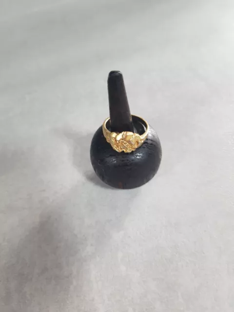 Small Wooden Ring Holder, Wood Turned Out Of Hard Dark Wood