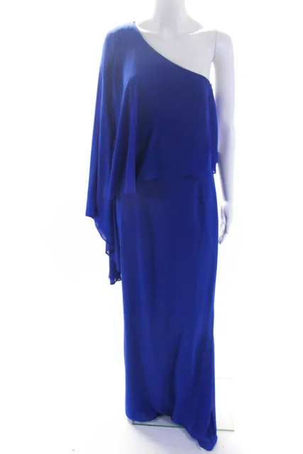 Laundry by Shelli Segal Wopmens One Shoulder Short Sleeves Gown Blue Size 8