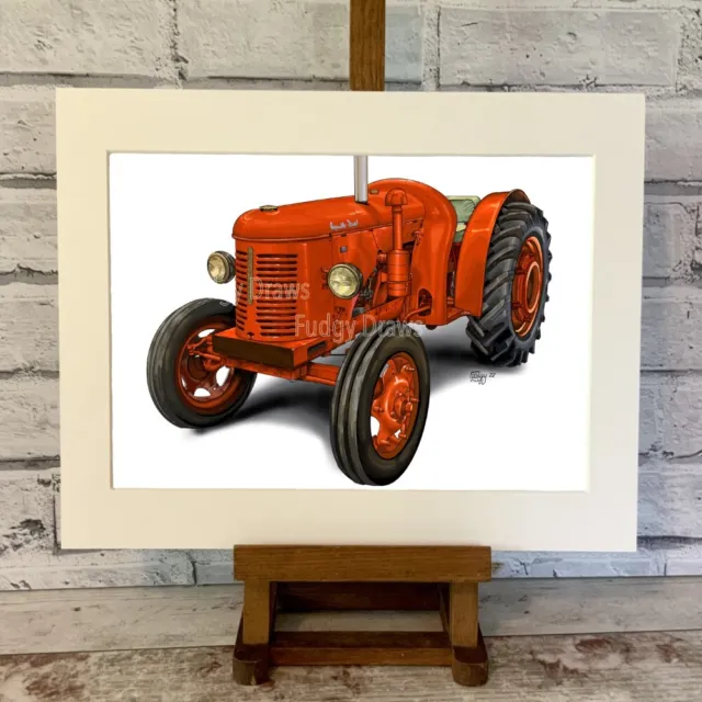 David Brown Cropmaster Tractor Mounted or Framed Unique Art Print Fudgy draws 3