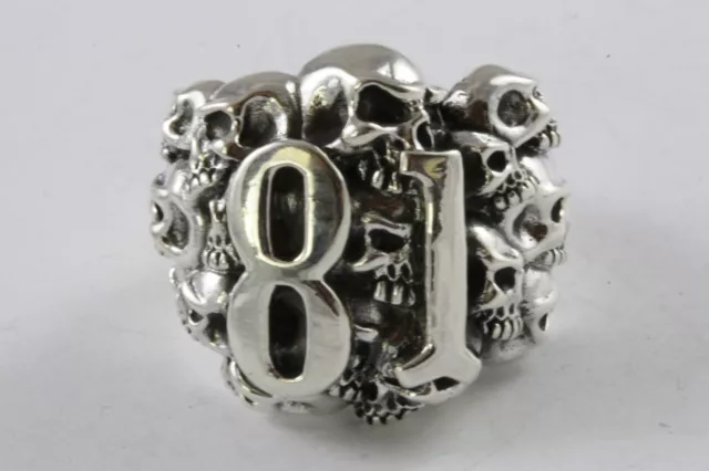 Route 81 Biker Chopper Skull Silberring 925 Silber Siegelring / 373