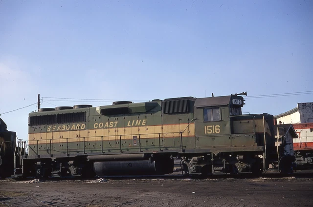 Orig Slide SCL Seaboard Coast Line GP40 #1516 - Birmingham AL 1971 Ex-SAL Paint