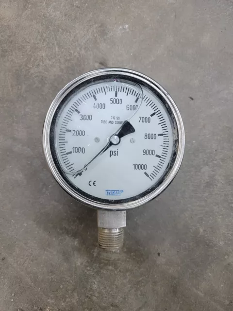 WIKA 10,000PSI BOURDON tube pressure gauge, stainless steel, 233.30, 4 ...