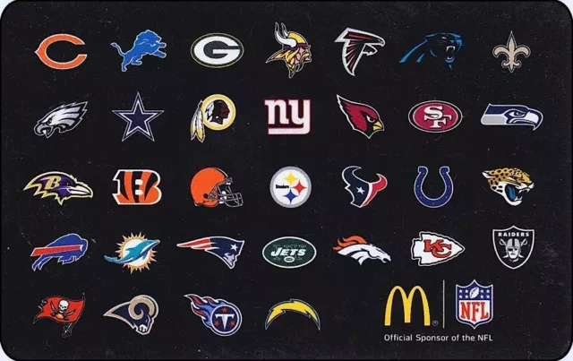 Gift Card: McDonalds NFL All Team Logos 2014 (USA) (no value)