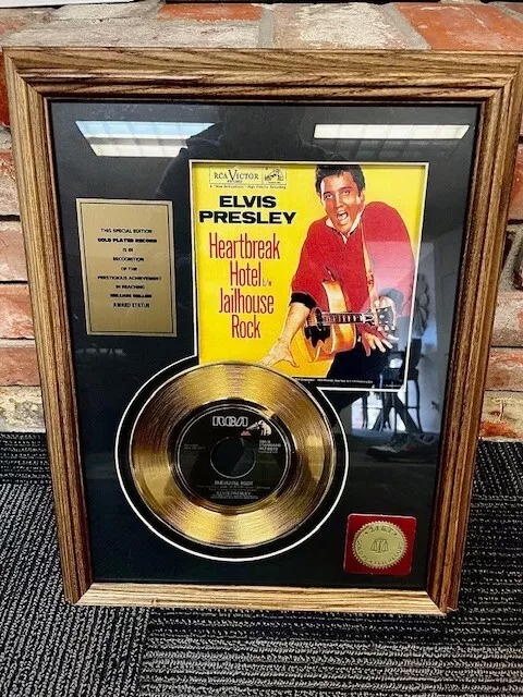 Elvis Presley Heartbreak Hotel+Jailhouse Rock 24Kt Gold Framed Record