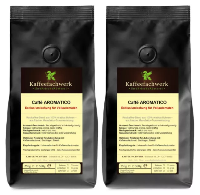 Kaffee Caffe Aromatico 1kg frisch geröstet, 1000g Kaffeefachwerk Crema Bohnen