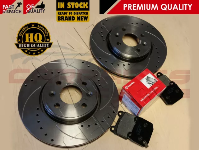 FOR NISSAN 350z ROADSTER FAIRLADY REAR DRILLED GROOVED BRAKE DISCS BREMBO PADS