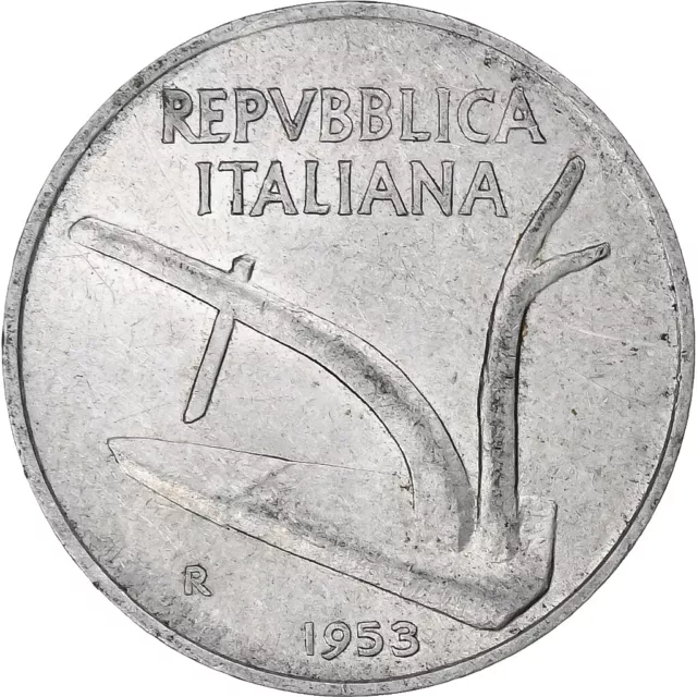 [#1220132] Italy, 10 Lire, 1953, Rome, Aluminum, AU(50-53), KM:93