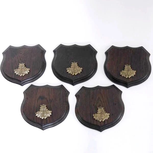 5x Wappenschilder Jabalí Af 17cm Escudo de Trofeo Hoja de Roble Portada Pequeño 2