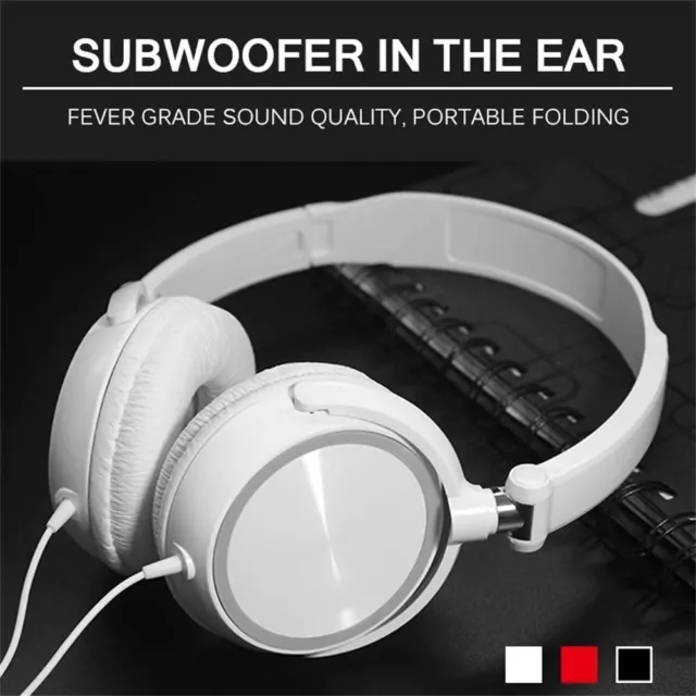 Wired Headphones Bass HiFi Over Ear Headset Earphone Stereo Noise Cancelling◈