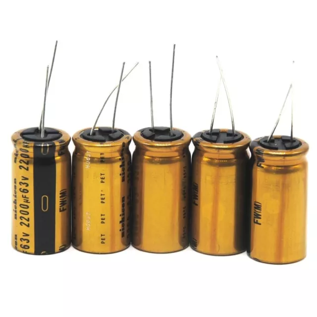 5pcs Nichicon FW 2200uF 63V Audio Electrolytic Capacitor good for Amplifier