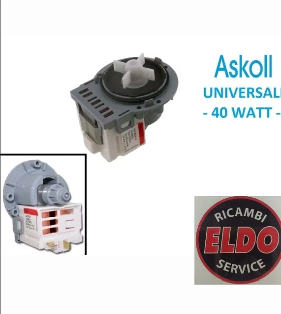 POMPA SCARICO LAVATRICE ASKOLL 40W - UNIVERSALE- ARISTON REX CANDY WHIRPOOL BEKO - Rossi Ricambi - Foto 6