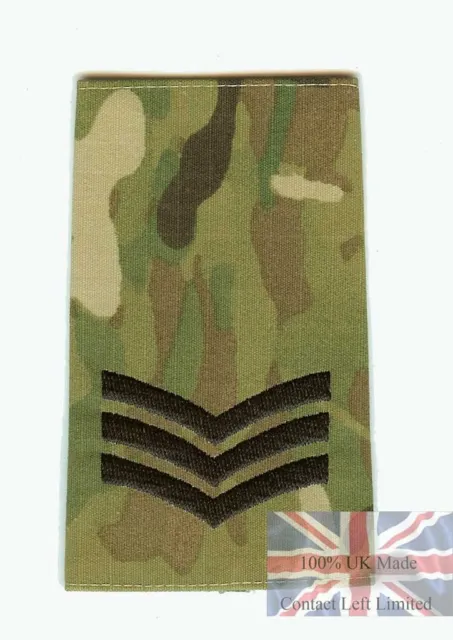 Pair of Official Black on MTP / Multicam  Rank Slides  - All Ranks British Army
