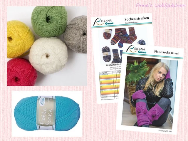 Flotte Socke 4fach Uni von Rellana - (56,50€/kg) Sockenwolle