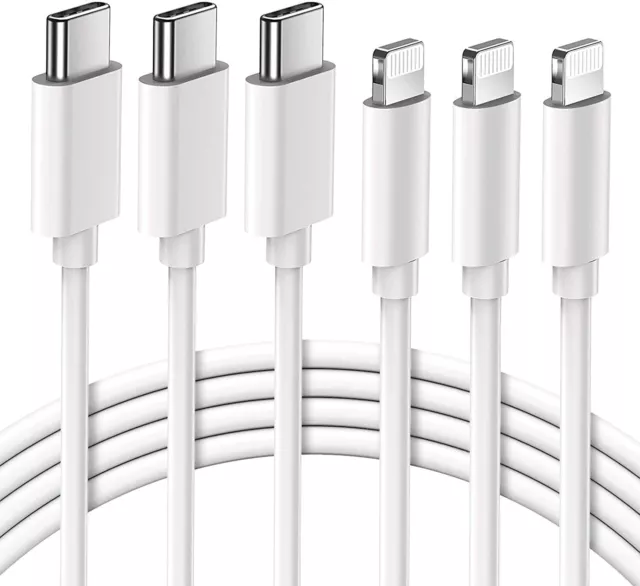 Lot de 3 Câbles USB C 1M,2M Chargeur pour iPhone 12 13 14 11 Pro X XR XS Max 8