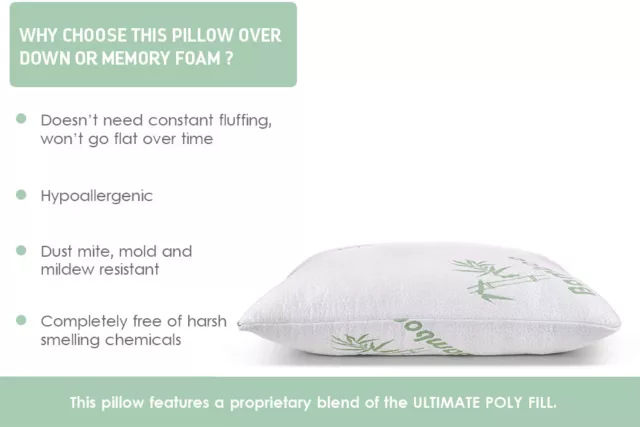 2x Aus Made Bamboo Cover Microfibre Polyester Fill Family Pillow  40x70cm 2