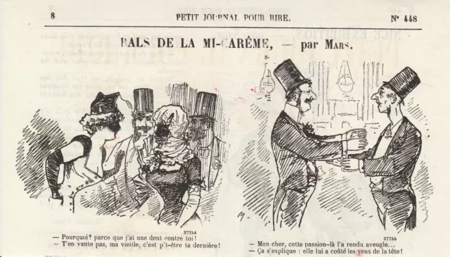 1880 Antique Engraving Mid-Lenten Dances by March 19th Century