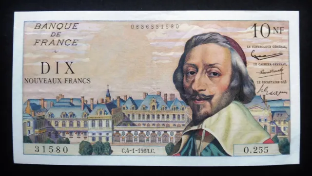 10 N.Francs  "Richelieu" - 4 janvier 1963 - Emission Recherchée