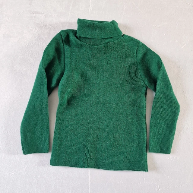 Vintage 1970s Skinny Polo Neck -12-18 Mths- Green Acrylic Deadstock NOS  KA50
