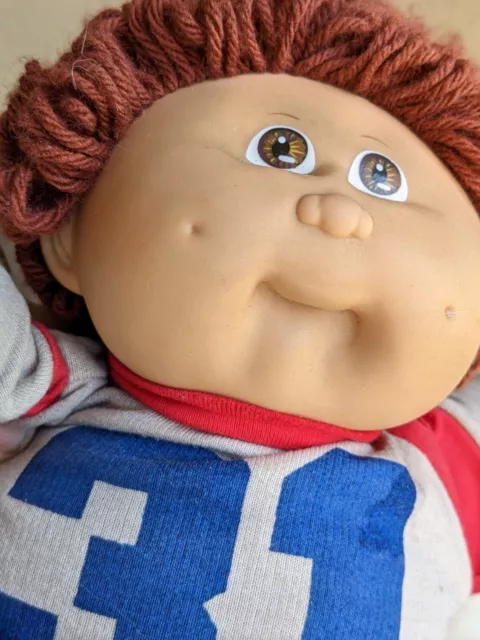 1985 Cabbage Patch Kids 16” Boy Doll Brown Hair, Brown Eyes, & CPK Clothes