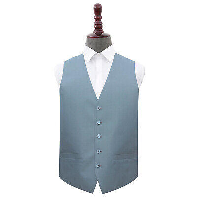 Dusty Blue Mens Waistcoat Plain Shantung Formal Wedding Tuxedo Vest by DQT