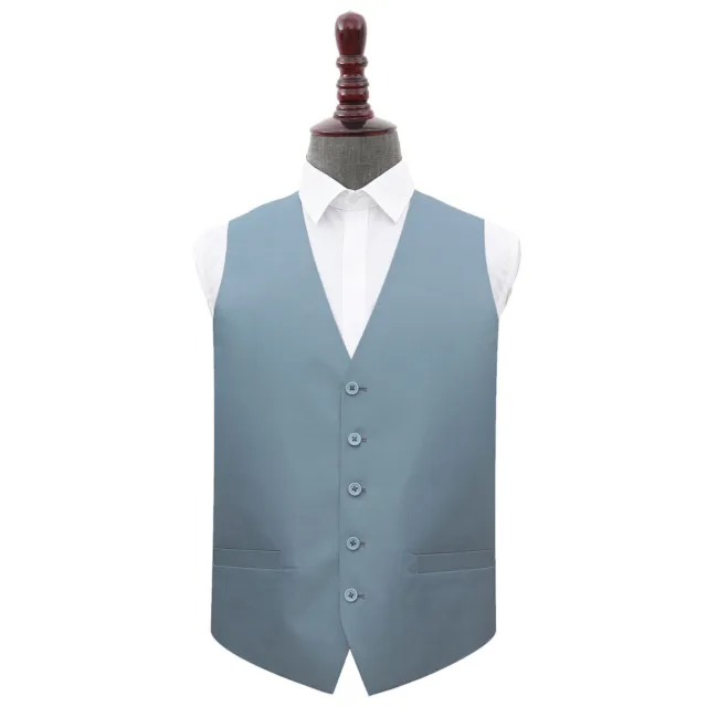 Dusty Blue Mens Waistcoat Plain Shantung Formal Wedding Tuxedo Vest by DQT
