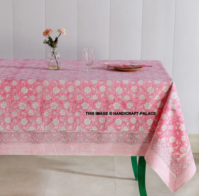 Indio Floral Bloque Algodón Estampado Mantel Rectangular Rosa 4,6, 8,10, 12