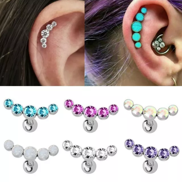 Stainless Steel Tragus Bar Helix Cartilage Lip Ear Stud Ring Gem Piercing Hoop