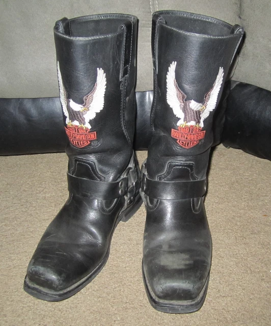 HARLEYDAVIDSON 91002 BLACK Leather Motorcycle Harness BOOTS Mens Size