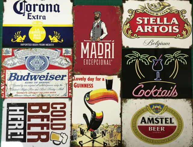 Printed Metal Signs Drinks Lager Champagne Beer Cider Gin Wine Alcohol A45 Art