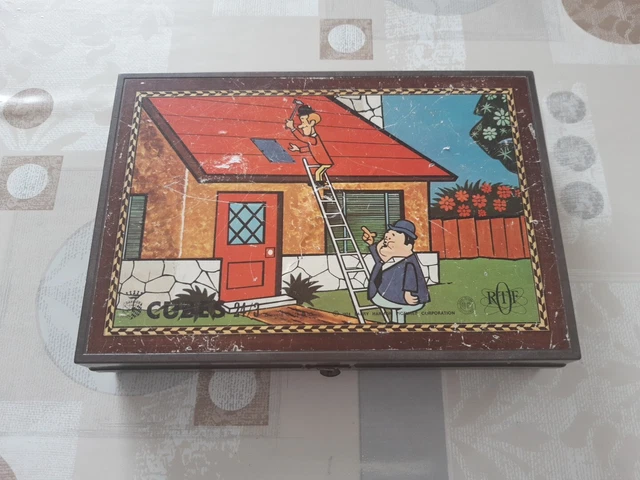 Jeu Ancien De Cubes ORTF/Garnier Laurel Et Hardy 1974 - En Bois, Très Bon état, Avec Modèles