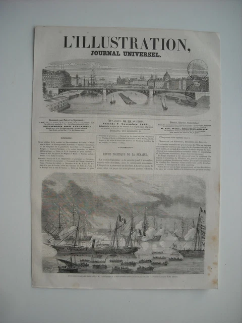 Gravure 1863. L’escadre Francaise Fait Son Entree Dans La Rade De Toulon........