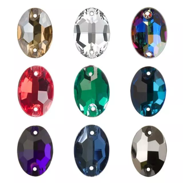 Oval Flatback Glass Strass Beads Sewing Garments Crafts Charm Rhinestone 1pack