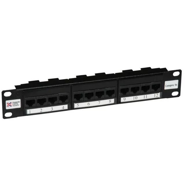 Panel de conexión SOHO Cat5e de 12 vías redes 10" 1U servidor de datos gabinete comunicaciones