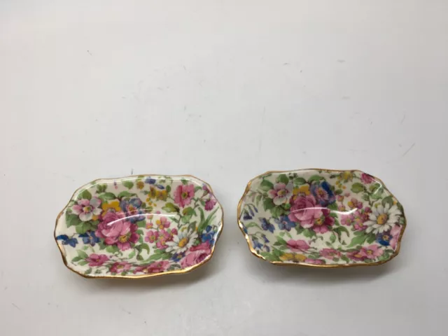 Pair (2) Royal Winton/Grimwades SUMMERTIME Chintz Individual Open Salts
