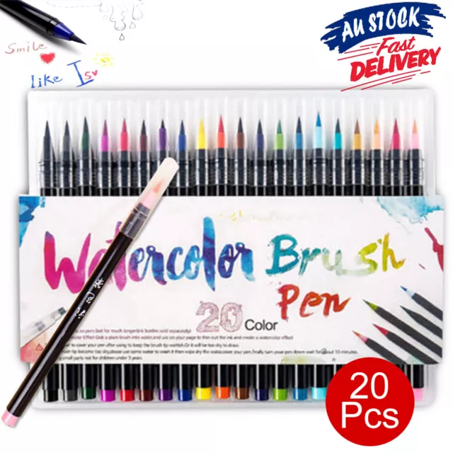 20 Color Marker Artist Sketch Watercolor Painting Pen Drawing Brushes Pens Set