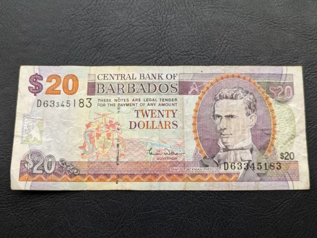 1998 - Central Bank Of BARBADOS - $20 Dollars Banknote, Serial No. D36 897532