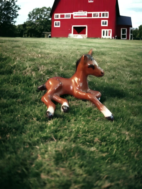 Hagen Renaker Foal Lying Down A236 1 1/8" 1954 - 1957 Ceramic Brown Chestnut