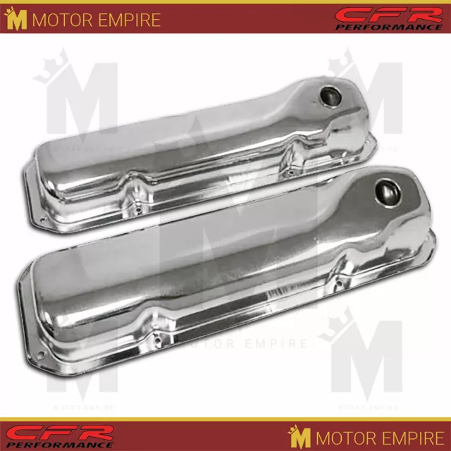 Fits 1969-82 Ford Small Block 351C-351M-400M-Boss 302 Steel Valve Covers Chrome