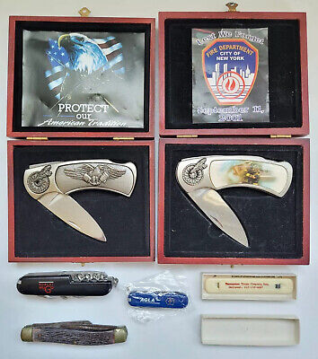 Lot of 6 Knives -Vintage Pocket Knife - Old Brown Metal Blade Folding Swiss Army