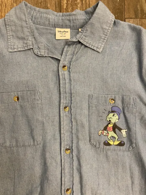 Disney Parks Forever Collection Jiminy Cricket Junk Food Button up Shirt Small