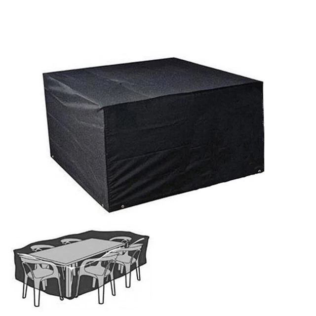 Juego de cubierta de mesa y silla impermeable para patio al aire libre (negro)