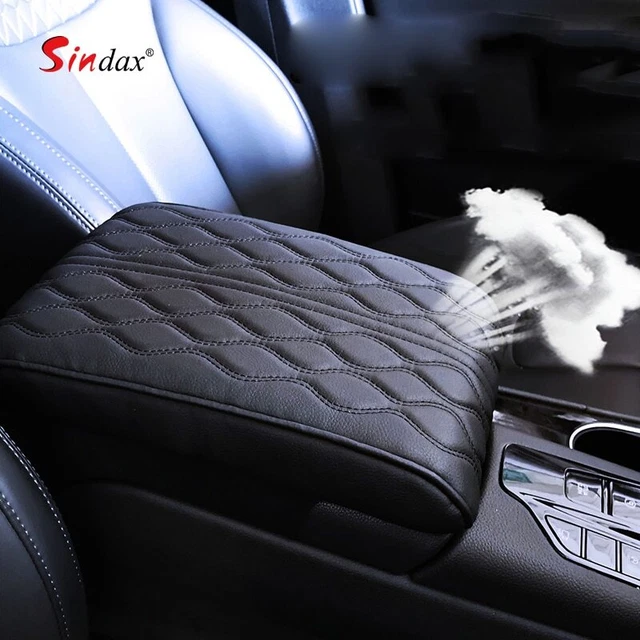 PU Leather Car Center Console Armrest Cover Accessories Black Cushion Pad Mat