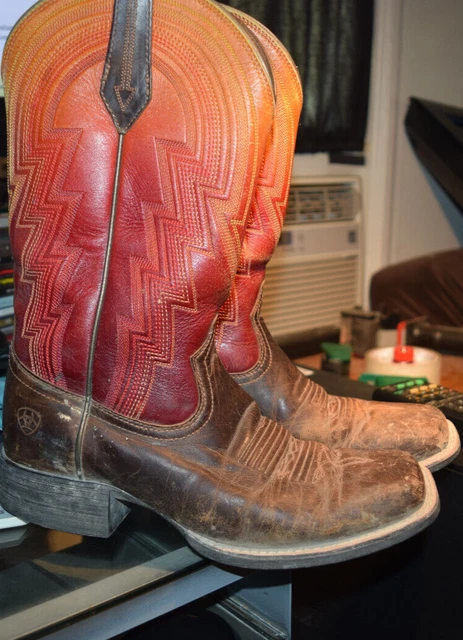 Ariat Round Up Waylon Rodeo Boots Brown Red Cowgirl Womens Size 6B